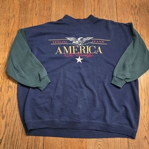 90s Venezia Jeans America The Beautiful Mock Neck Sweatshirt USA Colorblock